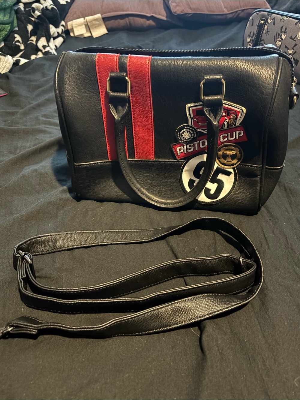 Disney Black and Red Lightning McQueen Piston Cup Handbag - Picture 15 of 15